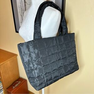 Black Quilted Lightweight Tote Bag